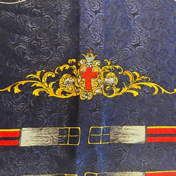 Vintage Scarf British Royal Carriages in Red, Blue, White and Gold - Very Regal - Picture 4 of 6